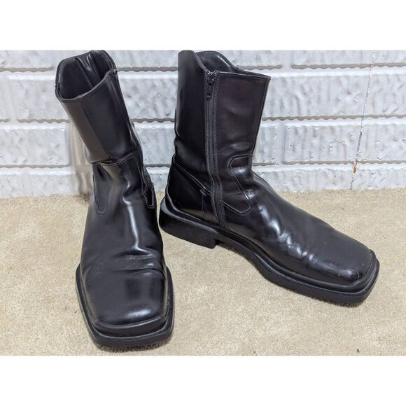Prada Vintage Black Leather Mens Motorcycle Style Boot. 10.5 - Picture 1 of 13